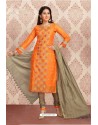 Orange Elegant Look Designer Churidar Salwar Suit