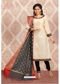 Off White Elegant Look Designer Churidar Salwar Suit