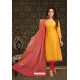 Yellow Trendy Latest Designer Churidar Salwar Suit