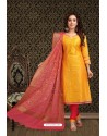 Yellow Trendy Latest Designer Churidar Salwar Suit