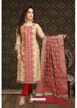 Cream Trendy Latest Designer Churidar Salwar Suit