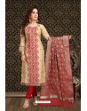 Cream Trendy Latest Designer Churidar Salwar Suit