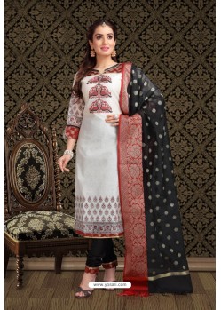 Off White Trendy Latest Designer Churidar Salwar Suit