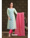 Sea Green Trendy Latest Designer Churidar Salwar Suit