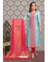 Sky Blue Trendy Latest Designer Churidar Salwar Suit