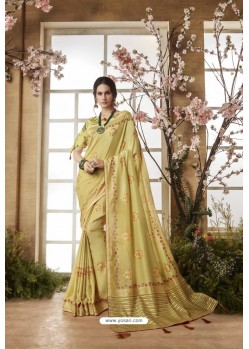 Lemon Glossy Dolla Silk Party Wear Sari