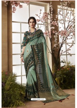 Mehendi Glossy Dolla Silk Party Wear Sari