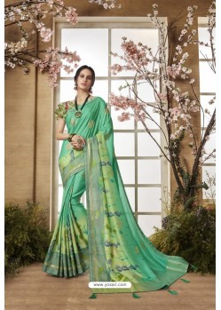 Jade Green Glossy Dolla Silk Party Wear Sari