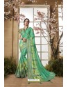 Jade Green Glossy Dolla Silk Party Wear Sari