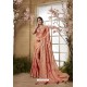 Light Orange Glossy Dolla Silk Party Wear Sari