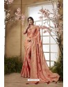 Light Orange Glossy Dolla Silk Party Wear Sari