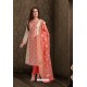 Off White Embroidered Designer Chanderi Silk Churidar Salwar Suit