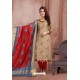 Beige Embroidered Designer Party Wear Churidar Salwar Suit