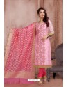 Pink Embroidered Designer Party Wear Churidar Salwar Suit