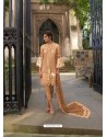 Camel Heavy Embroidered Designer Palazzo Suit