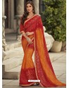 Red Designer Chiffon Silk Party Wear Sari