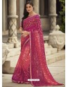 Medium Violet Designer Chiffon Silk Party Wear Sari