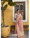 Cream Designer Party Wear Silk Blend Sari