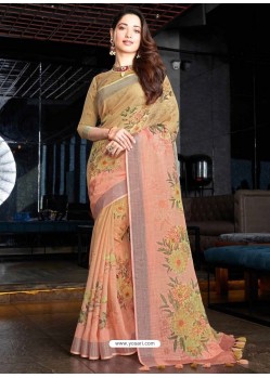 Multi Colour Designer Casual Wear Cotton Linen Sari