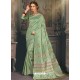 Olive Green Heavy Embroidered Designer Kanjivaram Art Silk Sari