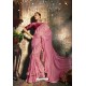 Light Pink Pure China Heavy Party Wear Ruffle Sari