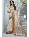 Elegant Off White Designer Casual Wear Raw Silk Sari