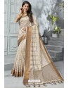 Sizzling Off White Designer Casual Wear Raw Silk Sari