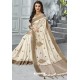 Stunning Off White Designer Casual Wear Raw Silk Sari