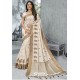 Stunning Off White Designer Casual Wear Raw Silk Sari