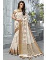 Sizzling Off White Designer Casual Wear Raw Silk Sari