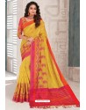 Yellow Designer Cotton Silk Party Wear Sari