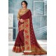 Maroon Designer Cotton Silk Party Wear Sari