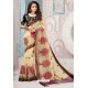 Cream Designer Cotton Silk Party Wear Sari