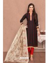 Black Embroidered Designer Chanderi Silk Churidar Salwar Suit