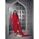 Red Heavy Net Designer Party Wear Palazzo Salwar Suit