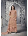 Light Orange Heavy Net Designer Party Wear Palazzo Salwar Suit