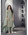 Grayish Green Heavy Net Designer Party Wear Palazzo Salwar Suit