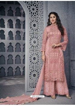 Pink Heavy Net Designer Party Wear Palazzo Salwar Suit