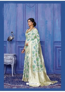 Ravishing Off White Designer Casual Wear Silk Sari
