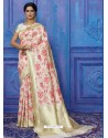 Marvelous Off White Designer Casual Wear Silk Sari