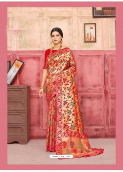 Red Designer Classic Wear Silk Sari