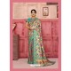 Turquoise Designer Classic Wear Silk Sari