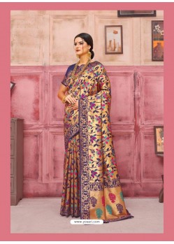 Navy Blue Designer Classic Wear Silk Sari