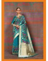 Teal Designer Classic Wear Silk Sari