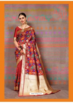 Red Designer Classic Wear Silk Sari