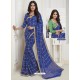 Royal Blue Designer Casual Wear Chiffon Sari With Double Blouse