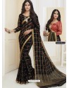 Black Designer Casual Wear Chiffon Sari With Double Blouse