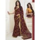 Maroon Designer Casual Wear Chiffon Sari With Double Blouse