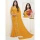 Yellow Designer Casual Wear Chiffon Sari With Double Blouse