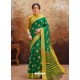 Forest Green Heavy Embroidered Designer Art Silk Sari